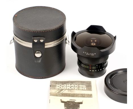 ZODIAK-8B f3,5 30mm Ultra Wide Angle Lens. 1991. (condition 5F). K-B Fitting for KIEV 6c, 60, 90 & BIGsix etc 120 SLRs. With 