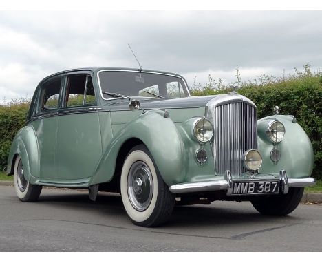 1950 Bentley MK VI Saloon- Finished in Dark over Light Metallic Green and trimmed in Brown hide- Displays a credible 90,874 m