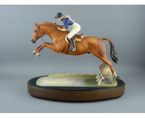 ROYAL WORCESTER EQUESTRIAN MODEL, 'HRH The Princess Anne on Doublet 1972', numbered 277 by Doris Lindner, on a wooden base, h