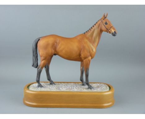 ROYAL WORCESTER EQUESTRIAN MODEL, 'Arkle 1967' by Doris Lindner, on a wooden base, height 27cms
