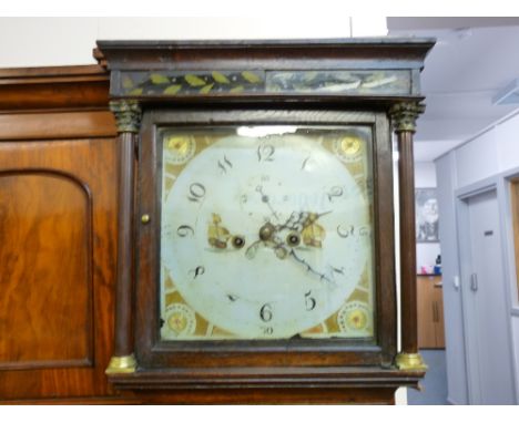 AN EARLY 19th CENTURY OAK & MAHOGANY LONGCASE CLOCK, the cast backplate stamped 'N Porter & Wilson', 194.5 cms high