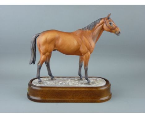 ROYAL WORCESTER EQUESTRIAN MODEL, 'Red Rum 1975', numbered 80 by Doris Lindner, on a wooden base, height overall 27cms
