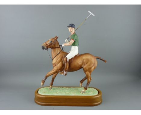 ROYAL WORCESTER EQUESTRIAN MODEL, 'HRH The Duke of Edinburgh 1968' by Doris Lindner, on a wooden base, height 39cms
