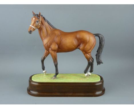 ROYAL WORCESTER EQUESTRIAN MODEL 'Nijinsky 1971', numbered 186 by Doris Lindner, on a wooden base, height 28cms