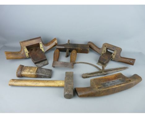 TWO CRATES OF COOPERS TOOLS including downright shaves, adze, a driver, round shave, croze etc, some with maker's stamps