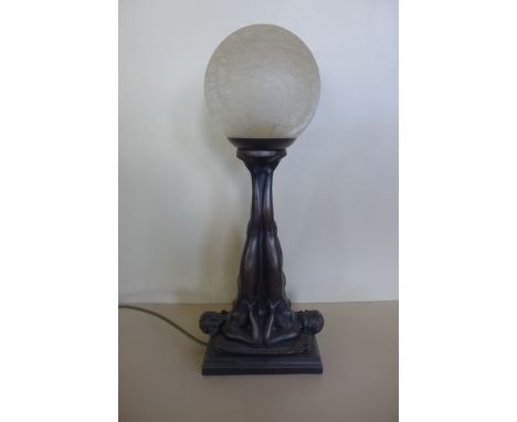 An art Deco style table lamp with spherical globe - 47cm high