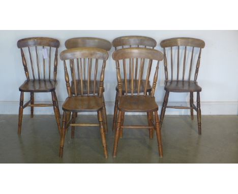 A set of six late 19th century elm stick back chairs in good clean restored condition 