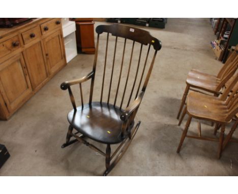 A stick back rocking chair