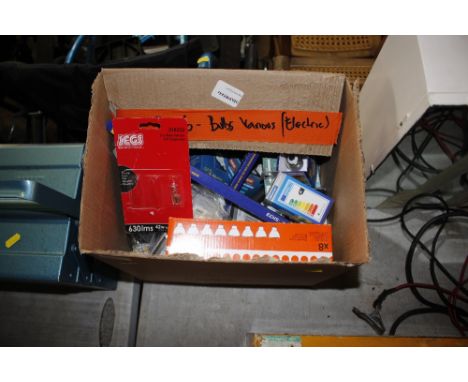 A box of various light bulbs