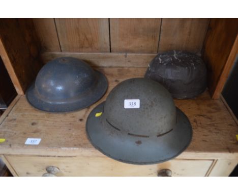 WW2 Dispatch Riders helmet; with two WW2 Home Front helmets 