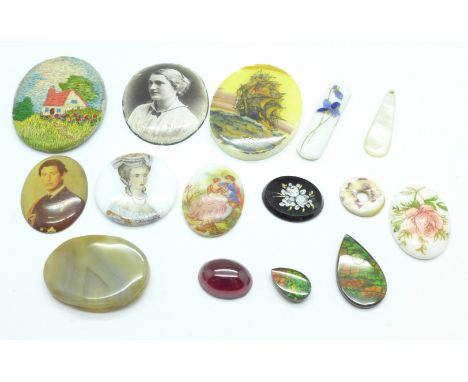 A collection of plaques including portrait