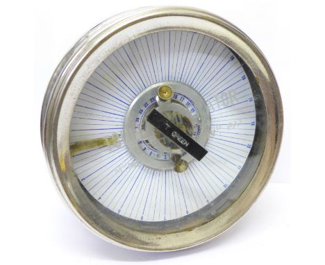 A Toulet Lock in the Box pigeon racing timing clock plus key and brass thimbles