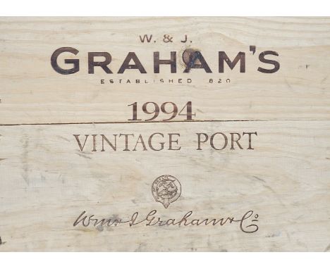 A case of twelve bottles of Grahams vintage port 1994 OWC