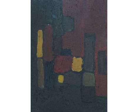 Impasto oil on board, abstract composition, geometric shapes, 45 x 29cm