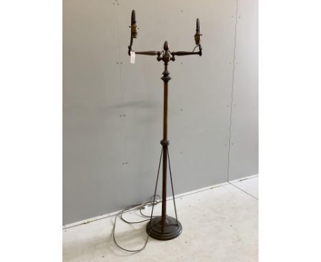 A Victorian style twin branch floor lamp, height 155cm