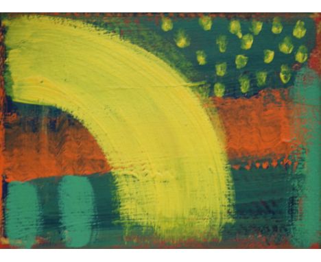 Oil on board, Abstract composition, together with two abstract etchings, largest 35 x 35cm Oil painting only - generally good