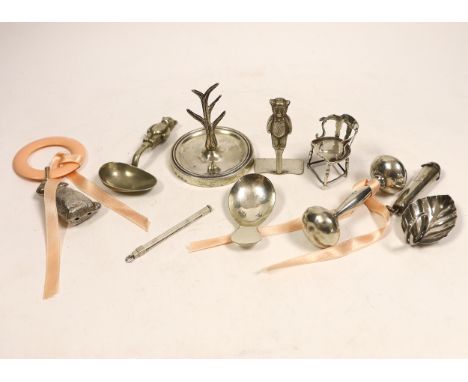 A collection of small silver including an Edwardian silver miniature model 'Dickens 1812-1870' chair, Levy &amp; Salaman, Bir