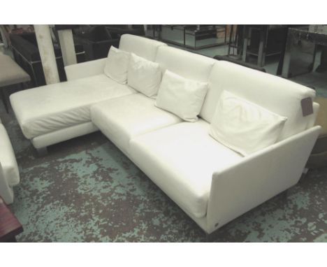 CORNER SOFA, white leather by Calligaris, 272cm W x 160cm D. 