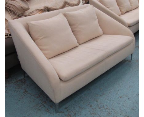 LIGNE ROSET SOFA, small two seater, in cream fabric on metal supports, 168cm L.