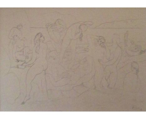 PABLO PICASSO, (Spanish, 1881-1973) 'Bathers', lithograph, limited edition, 1946, 30cm W x 22.5cm H, framed. 