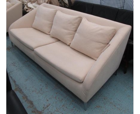 LIGNE ROSET SOFA, two seater, in cream fabric on metal supports, 229cm L.