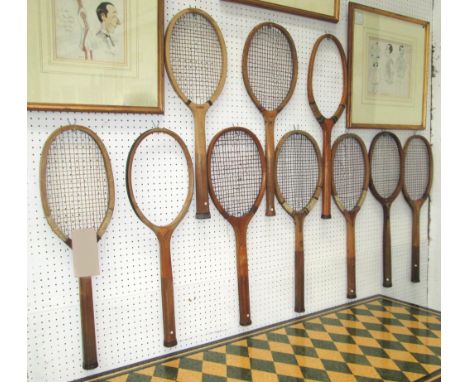 VINTAGE TENNIS RACQUETS, circa 1910, ten various concave examples. (10)