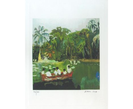 PETER DOIG (Scottish, b. 1959), 'Red Boat', lithograph in colours on arches paper, 34cm x 26cm, numbered 106/300, with blinds