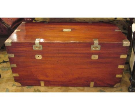 TRUNK, 19th century camphorwood and brass bound with rising lid and carrying handles, 52cm D x 105cm W x 51cm H. 