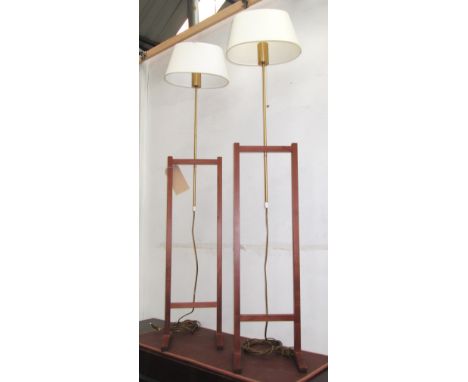 FLOOR LAMPS, a pair, by Josef Frank, model '2458' with wooden frames and cream shades, adjustable, original cost £1400, new, 