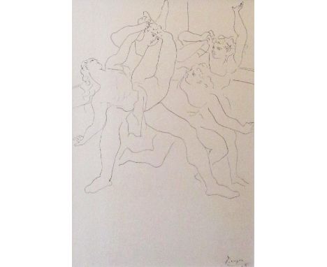 PABLO PICASSO (Spanish, 1881-1973) 'Ballet Dancers', lithograph, limited edition, 1946, 25cm W x 34cm H, framed. 