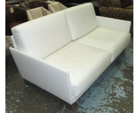 SOFA, white leather by Calligaris, 185cm W x 97cm D x 82cm H. 