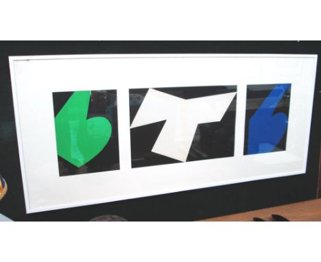 ELLSWORTH KELLY (American, 1923-1958) 'Triptych', lithograph in colours, 37cm x 27cm each, Maeght, framed. 