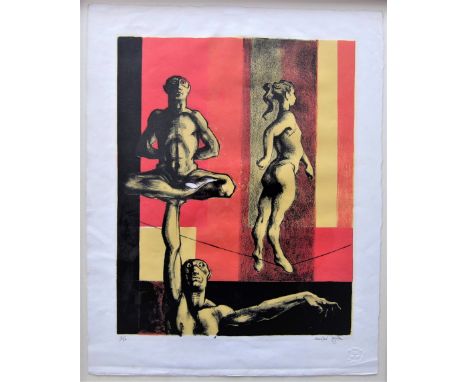 MICHAEL AYRTON [1921-75]. Acrobats, c.1956. lithograph, 18/25; signed in ink. 64 x 50 cm sheet size [overall including frame 