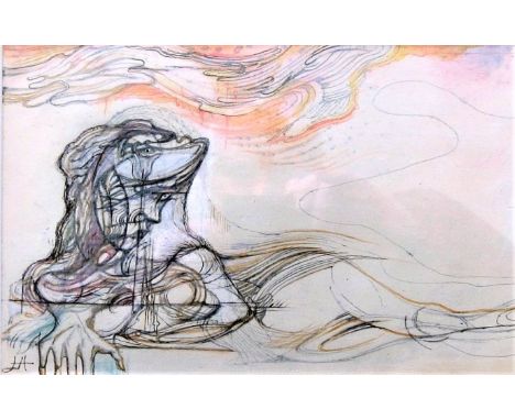 LESLIE HURRY [1909-78]. Reclining Figure. watercolour and ink; signed with initials. Also signed and authenticated on the rev