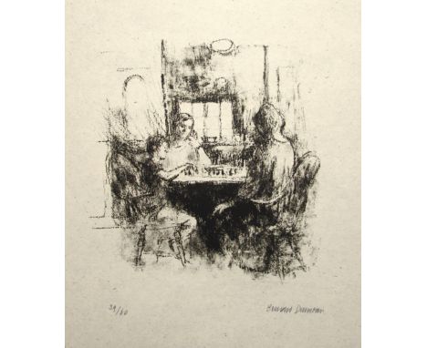 BERNARD DUNSTAN RA [1920-2017]. Thes Chess Match, 1986 lithograph on handmade buff textured Japanese paper with full margins,
