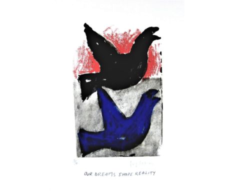 JOSEF HERMAN R.A. [1911-2000]. Our Dreams Shape Reality [Migrant Birds], 1999. lithograph, 5/50. signed in pencil. 30 x 21 cm