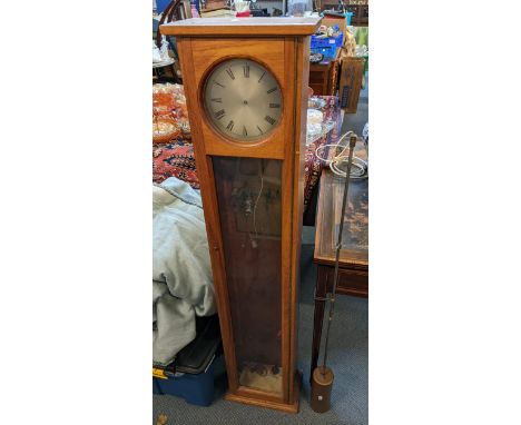 A mid 20th century walnut cased master clock A/F, 132cm h x 29.5cm wLocation: 