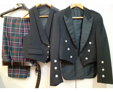 Joliffes of Marlow-A gents 3-piece formal outfit comprising Sinclair Hunting tartan trousers 32" waist, a black waistcoat 32"