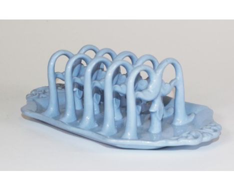 Vintage Copeland blue glaze toast rack circa 1840, (length 20cm approx).
