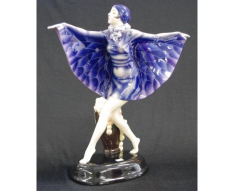 Huge Goldscheider art deco figure of dancing girl This is a dancing girl modeled by Joseph Lorenzl for Goldscheider from the 