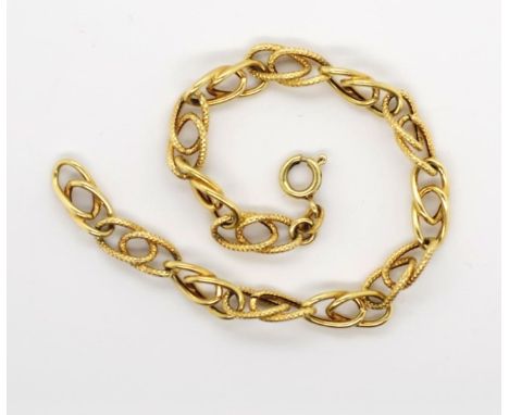 14ct yellow gold bracelet marked 585 to jump ring approx weight 5.1 grams,