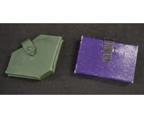 Vintage Equestrian horseshoe leather needle case together with a leather bound purse needle case