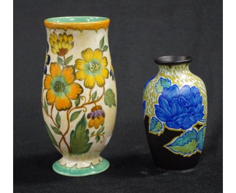 Two vintage Gouda vases 20cm high (tallest) approx.
