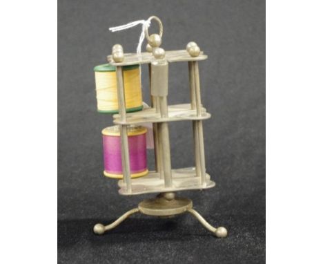 Vintage revolving metal bobbin holder 15cm high approx.