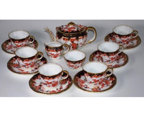 Royal Crown Derby 15 piece tea set Imari pattern, comprising 6 cups &amp; saucers, teapot, sugar bowl &amp; creamer