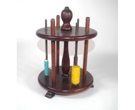 Antique mahogany bobbin holder 25cm high approx.