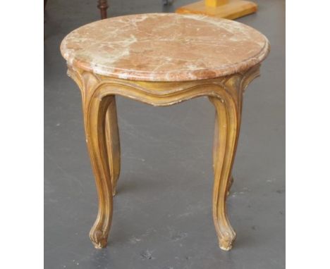 Louis XV style gilt wood lamp table with marble top, 55cm diameter, 52cm high approx