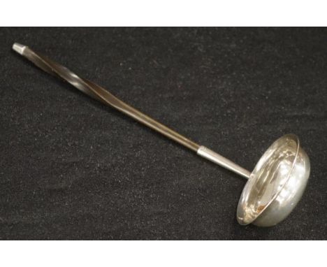 George III sterling silver toddy ladle of small proportions, with whale bone handle, hallmarked London 1810, Maker EM. 17cm l