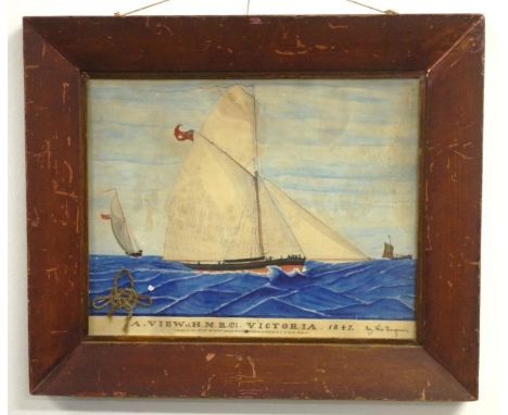 Win Hayman (UK - 1840s) &amp; Queen Victoria's hair 'A View of HMRC Victoria,' 1847, watercolour, signed lower right.  Proven