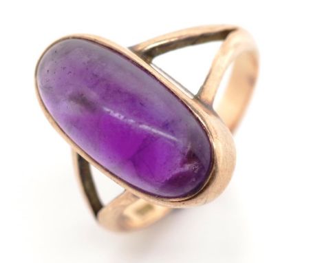 Amethyst and 9ct rose gold ring marked 9ct. Approx total weight 5.3 grams, ring size P